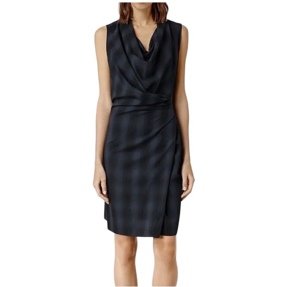All Saints Liebe Check Wrap Dress Size 0 Women's